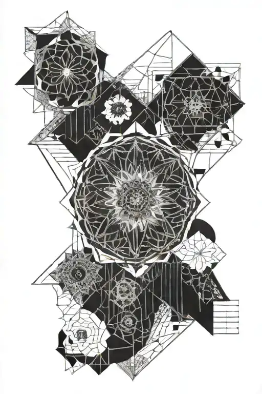 mandalas and geometric shapes tattoo design idea