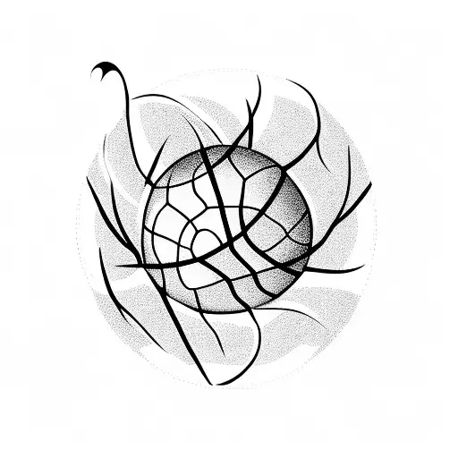 Basketball court with number 8 at the center tattoo design idea