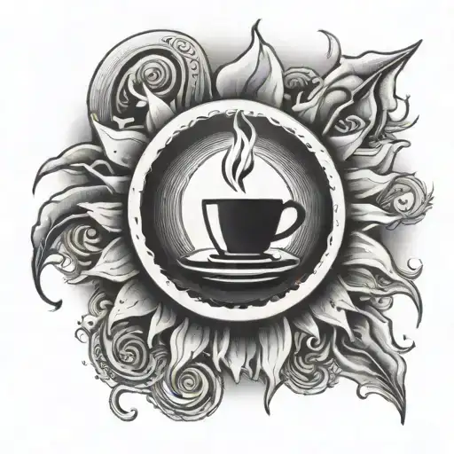 sun, coffee, lost loved one  tattoo design idea