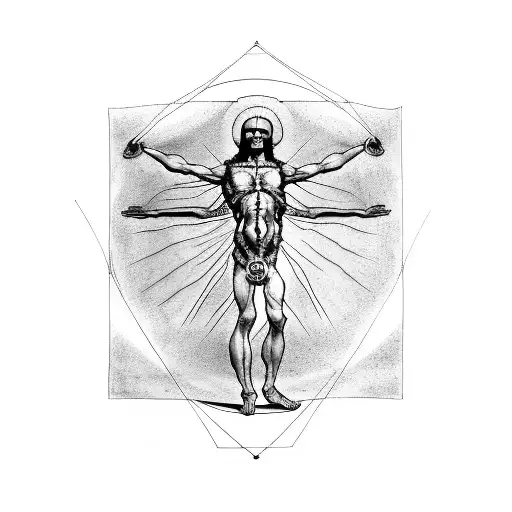 davinci vitruvian man tattoo design idea
