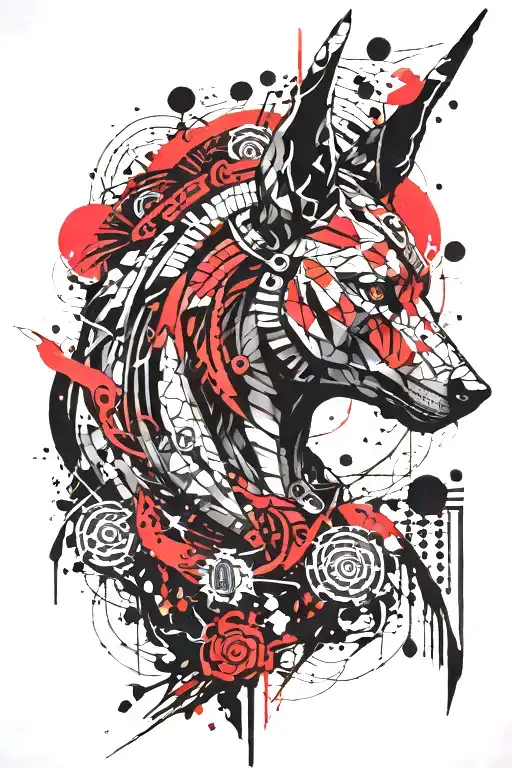 Anubis and scales tattoo design idea