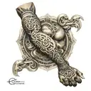 A muscular arm flexing with intricate Hindu symbols intertwined in the muscles tattoo design idea