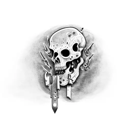 A builder's tool belt with hidden references to The Walking Dead zombies tattoo design idea