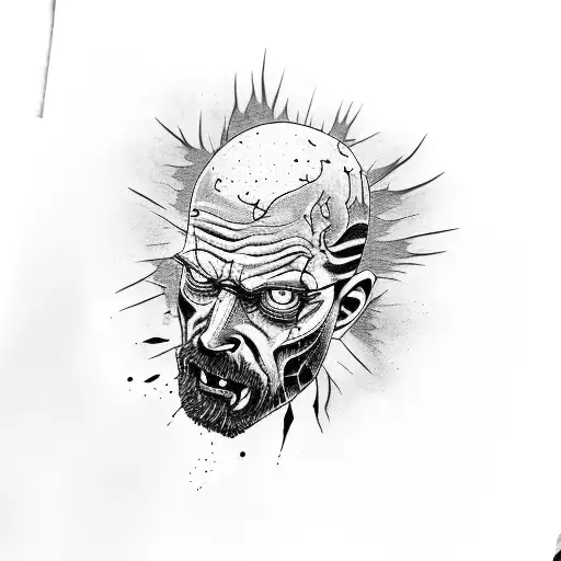 A creative fusion of a zombie from The Walking Dead and Walter White tattoo design idea