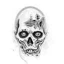 A detailed portrait of a zombie from The Walking Dead tattoo design idea