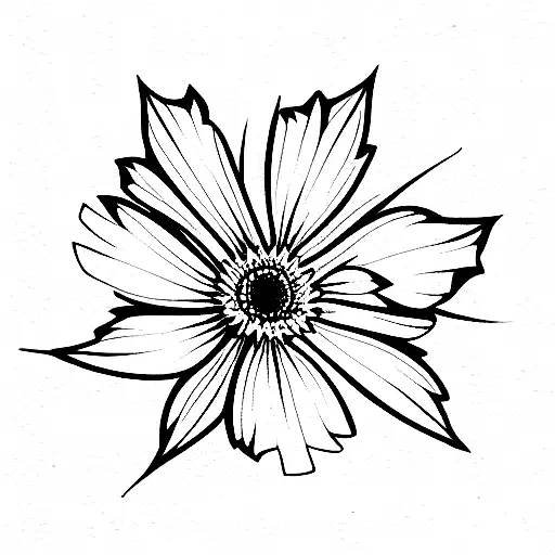 bouquet of flowers with holly, cosmos and aster tattoo design idea