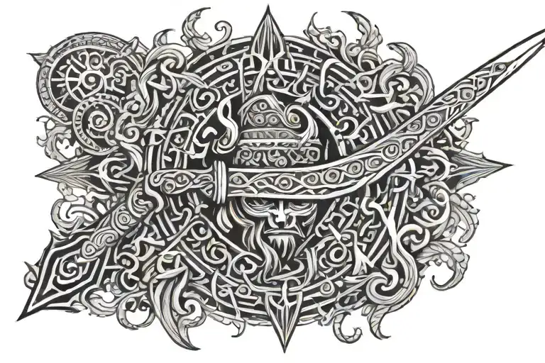 parshuram weapon  tattoo design idea