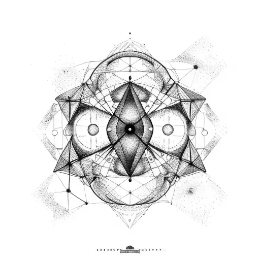 A Pisces constellation integrated into a futuristic architectural design tattoo design idea