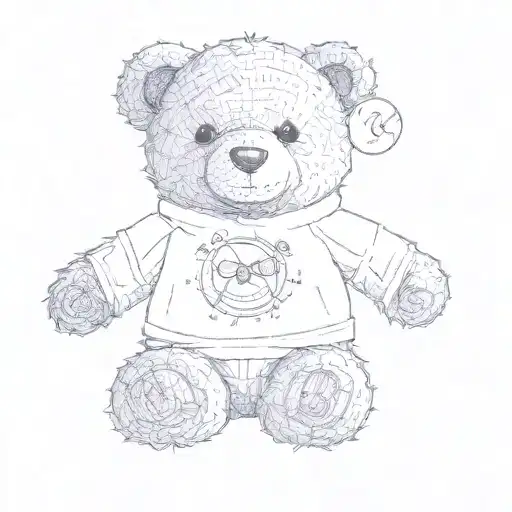 a teddy bear fine line details inspired tattoo design idea