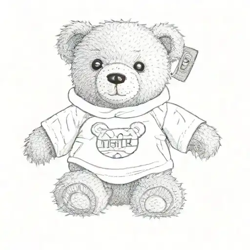 a teddy bear fine line details inspired tattoo design idea