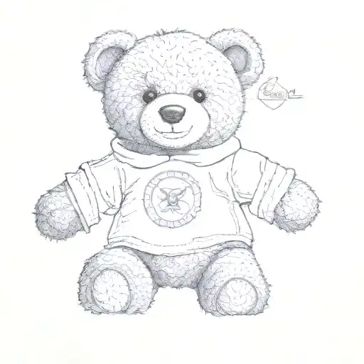a teddy bear fine line details inspired tattoo design idea