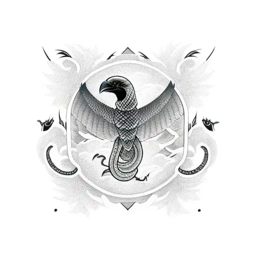 crow fighting snake tattoo design idea