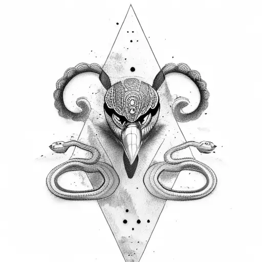 crow fighting snake tattoo design idea