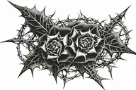three rail road spikes inside a crown of thorns wrapped tattoo design idea