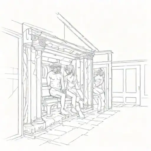 steam room for girl and guy from anime angel of bloodshed tattoo design idea