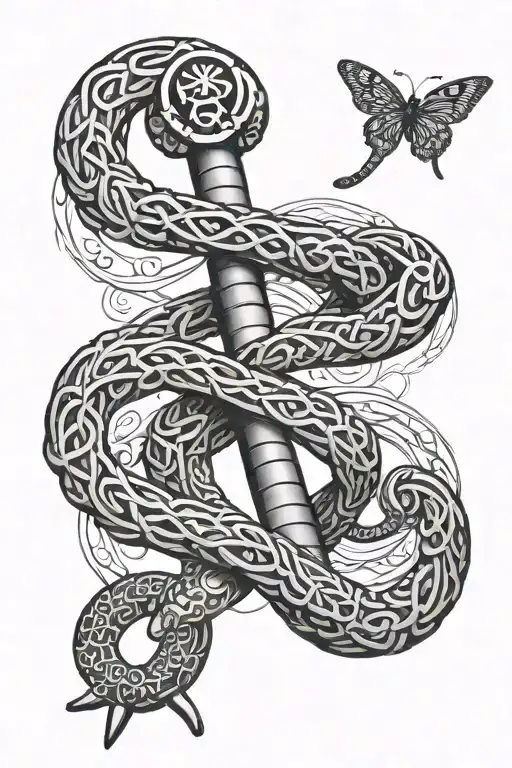 rod of Asclepius, stethescope tattoo design idea