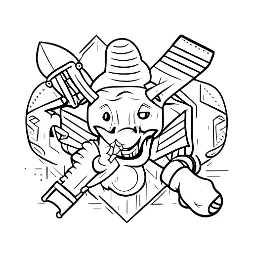 rata de skate e camiseta e saia tattoo design idea