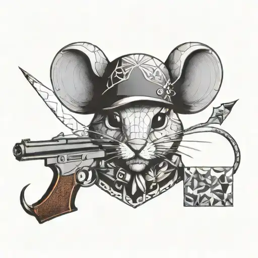 Mouse pirate with a gun in his hands tattoo design idea
