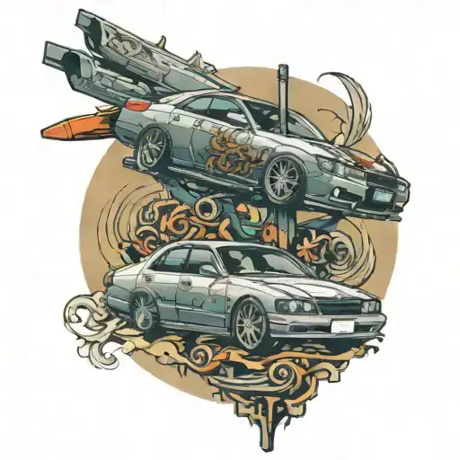 toyota mark 2 on a pole tattoo design idea