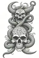 viking scull snake tattoo design idea