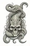 viking scull snake tattoo design idea