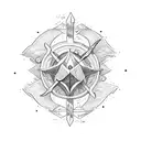 Double axes with sun tattoo design idea