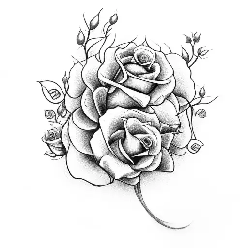 moth with roses and vines tattoo design idea
