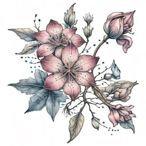 Andromeda constellation with Andromeda flower blooming tattoo design idea