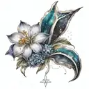 Andromeda flower in the form of a galaxy and the Greek character Andromeda tattoo design idea