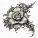 Andromeda flower in the form of a galaxy and the Greek character Andromeda tattoo design idea