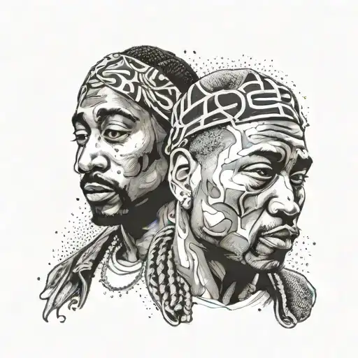 Tupac and biggie faces tattoo design idea