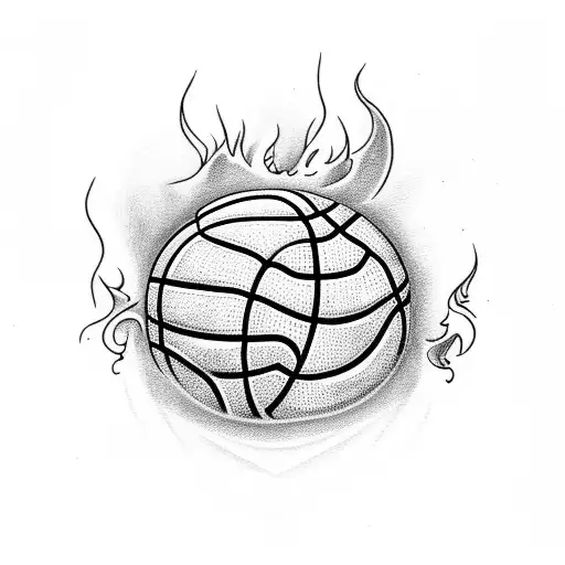 Basketball with fire tattoo design idea