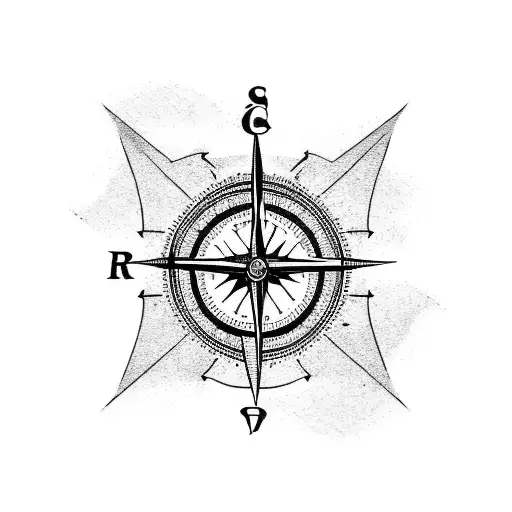 A blackwork tattoo of a vintage road trip map with a compass and landmarks representing memorable destinations tattoo design idea