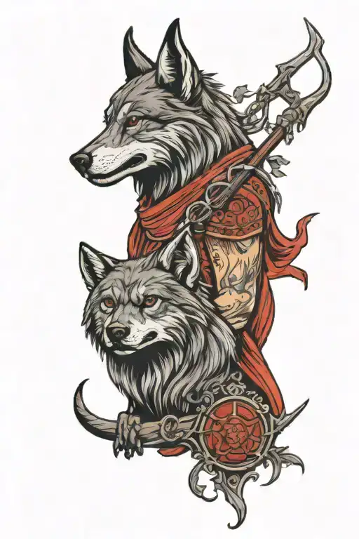 a wulf and a sling blade from the book red rising tattoo design idea