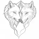 tattaoo couple minimalistic two wolves in love tattoo design idea