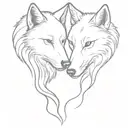tattaoo couple minimalistic two wolves in love tattoo design idea
