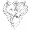 tattaoo couple minimalistic two wolves in love tattoo design idea