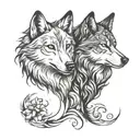 tattaoo couple minimalistic two wolves in love tattoo design idea