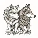 tattaoo couple minimalistic two wolves in love tattoo design idea
