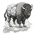 bison facing storm tattoo design idea