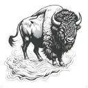 bison facing storm tattoo design idea