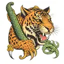 snake dagger panther tiger chinese tattoo design idea
