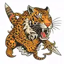 snake dagger panther tiger chinese tattoo design idea