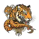 snake dagger panther tiger chinese tattoo design idea