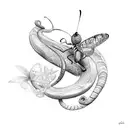 Butterfly snake tattoo design idea
