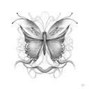 half Butterfly and snake tattoo design idea
