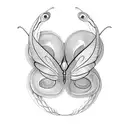 half Butterfly and snake tattoo design idea