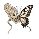 a butterfly and a snake tattoo design idea