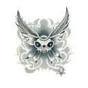 neotraditional death head moth in front of a dagger tattoo design idea