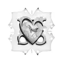 A heart-shaped puzzle piece with the names of your wife and daughter inside tattoo design idea